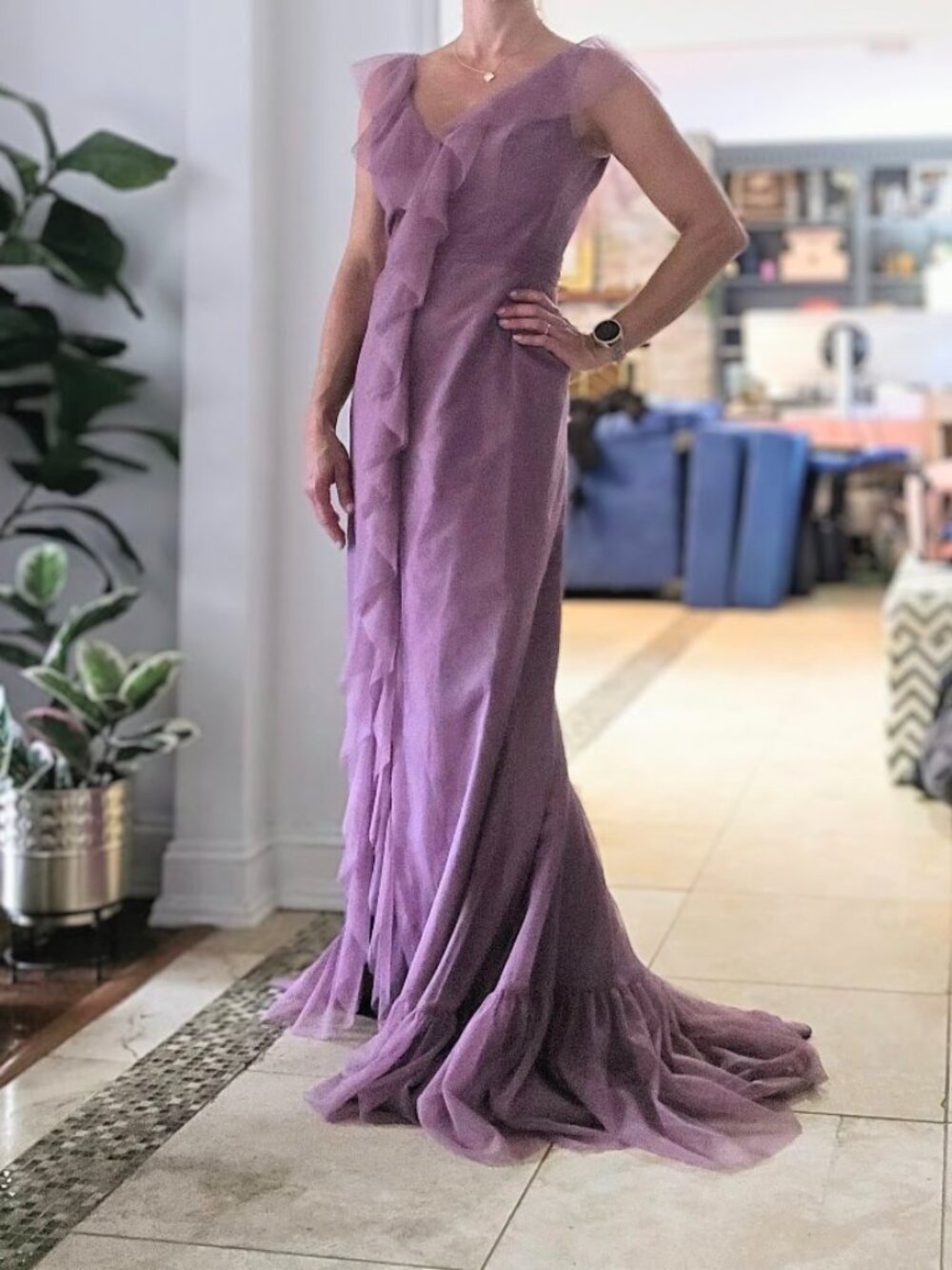 Alfred Angelo Wisteria Ruffled Tulle Formal Gown Dress, Prom, Wedding
